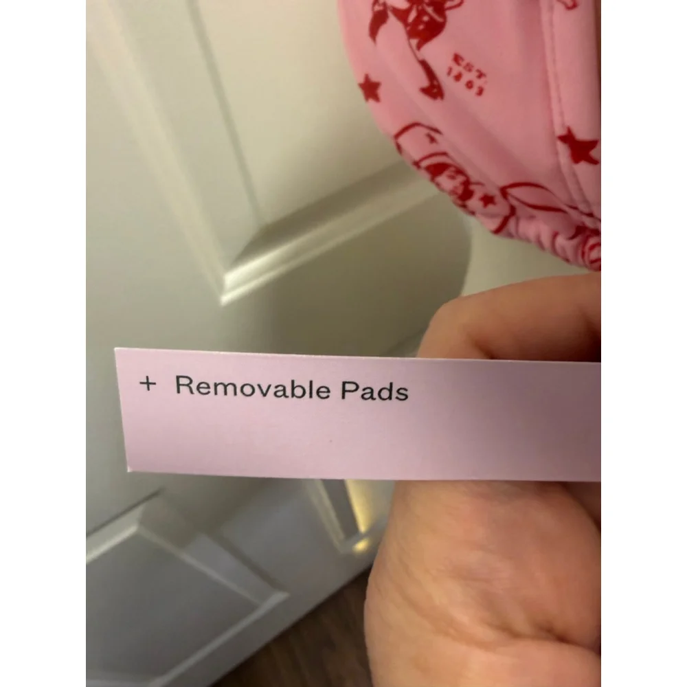 NWT Wild Fable Pink Red Cowgirl Print Triangle Bikini Top M Braided Rope Trim - Picture 5 of 7